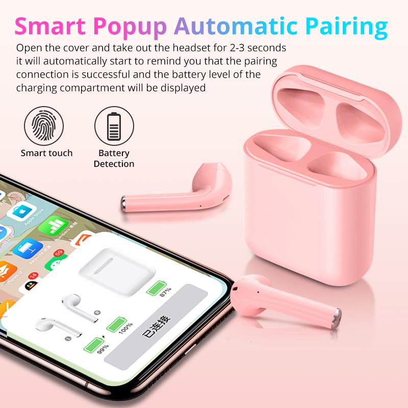 Macaron In-ear Headphones 12 I12 TWS Bluetooth HiFi Sports Headphones for iPhone Xiaomi Samsung