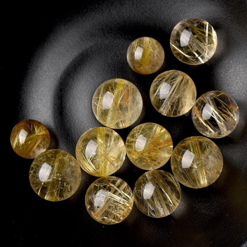 Желтый Кристалл Башня и Бусины из Золотистого Рутилового Кварца для DIY Ювелирных Изделий - Тигровый Глаз и Желтые Цветы из Клея