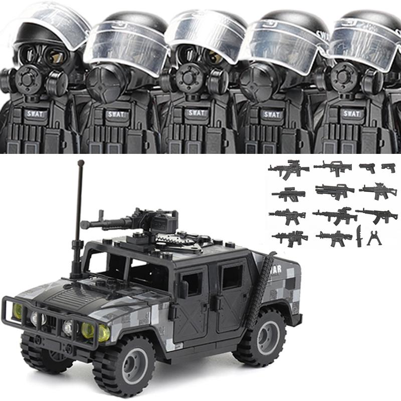 Городская полиция Китай Спецназ Конструктор Штурмовой солдат Фигурки SWAT Маска газовой защиты Военное оружие Кирпичики Игрушки Дети