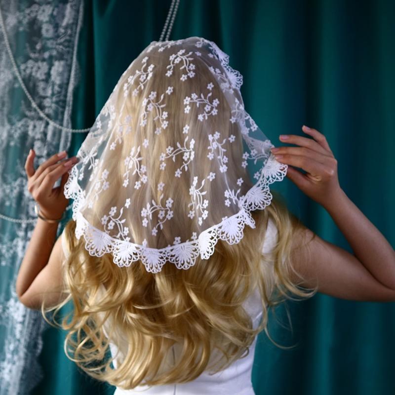 Круглый кружевной платок на голову, вуаль для девочки, платок для волос, украшения для волос, церковный платок, повязки на голову, этнический свадебный головной убор невесты