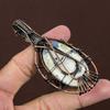 Owyhee Opal, Moonstone Gemstone Copper Wire Wrap Pendant 3.39"