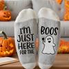 Halloween Socks I'm Just Here for The Boos Ghost Drinking Socks Boozy Fall Gift Costume Colleague Wine Lover Party Photo Props