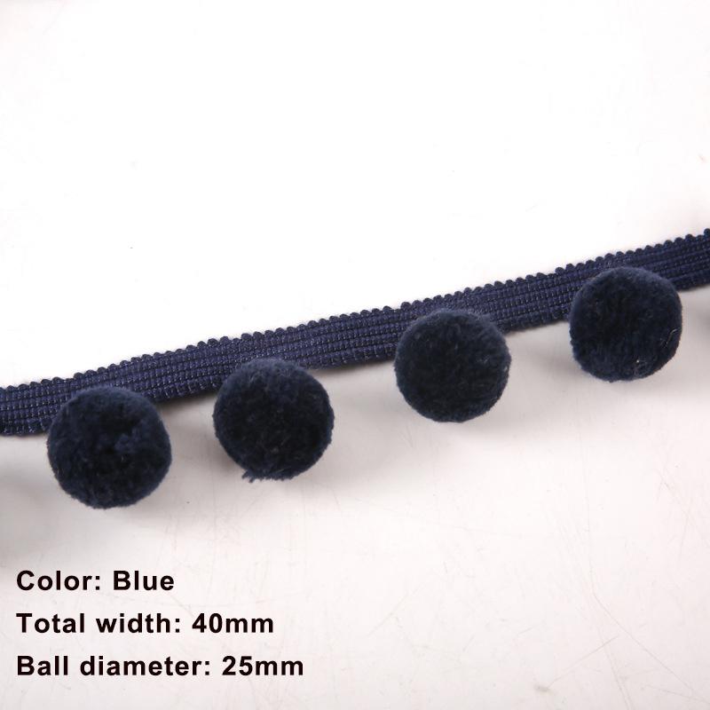 5M/25M 30mm Ball Pom pom Trim 48mm Width Fringe Ribbon Sewing Decoration Pompom Tassel for Pillow Curtain Tablecloth DIY Craft