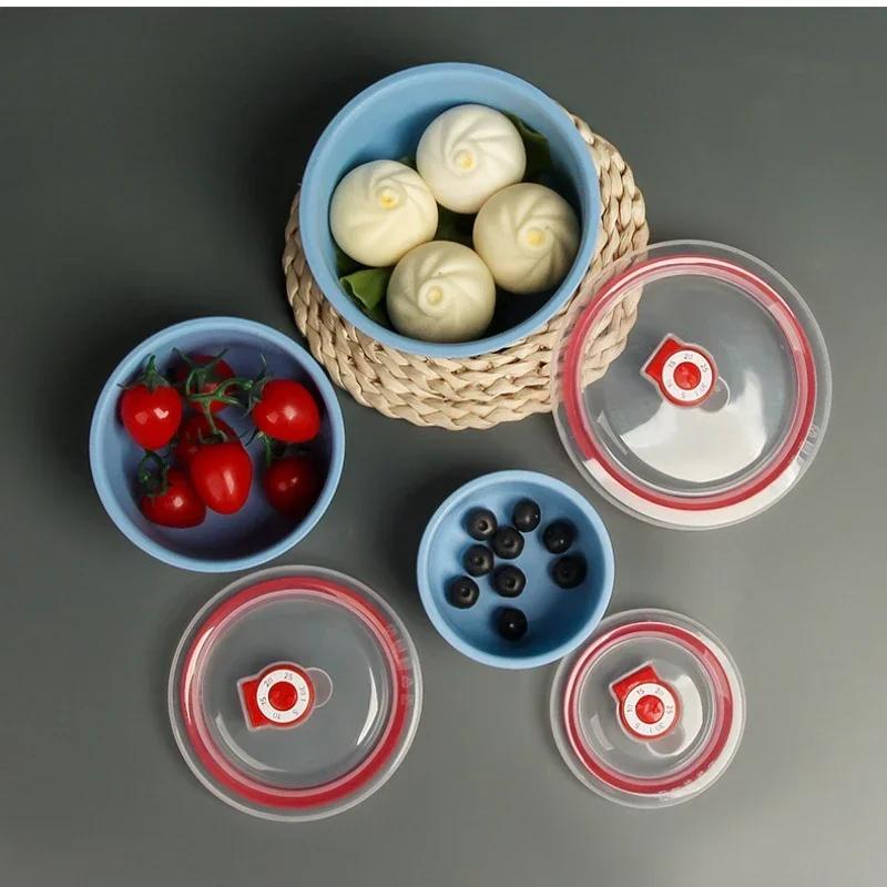Wheat Straw Set Bowl Household Refrigerator Storage Bowl High Value Plastic Sealed Fresh-keeping for Microwave Storage Container