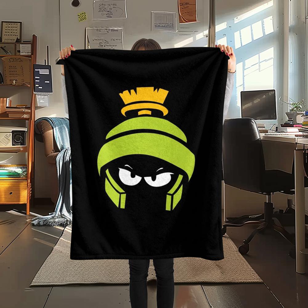 1PC Marvin the Martian Print Flannel Blanket, High quality Comfortable for All Seasons, Home Decor, Warmth and Comfort, Perfect for Christmas Gifts