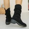 2024 Новые популярные простые толстые тонкие сапоги женские летние квадратные остроносые высокие сапоги в стиле ретро