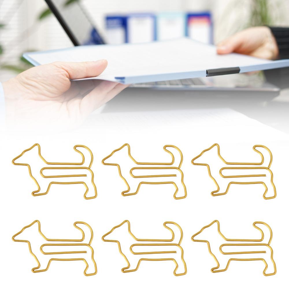 100Pcs Gold/Silver Dog Shape Paper Clips Dog Shape Portable Paper Clips Cute Paper Clips Stationery