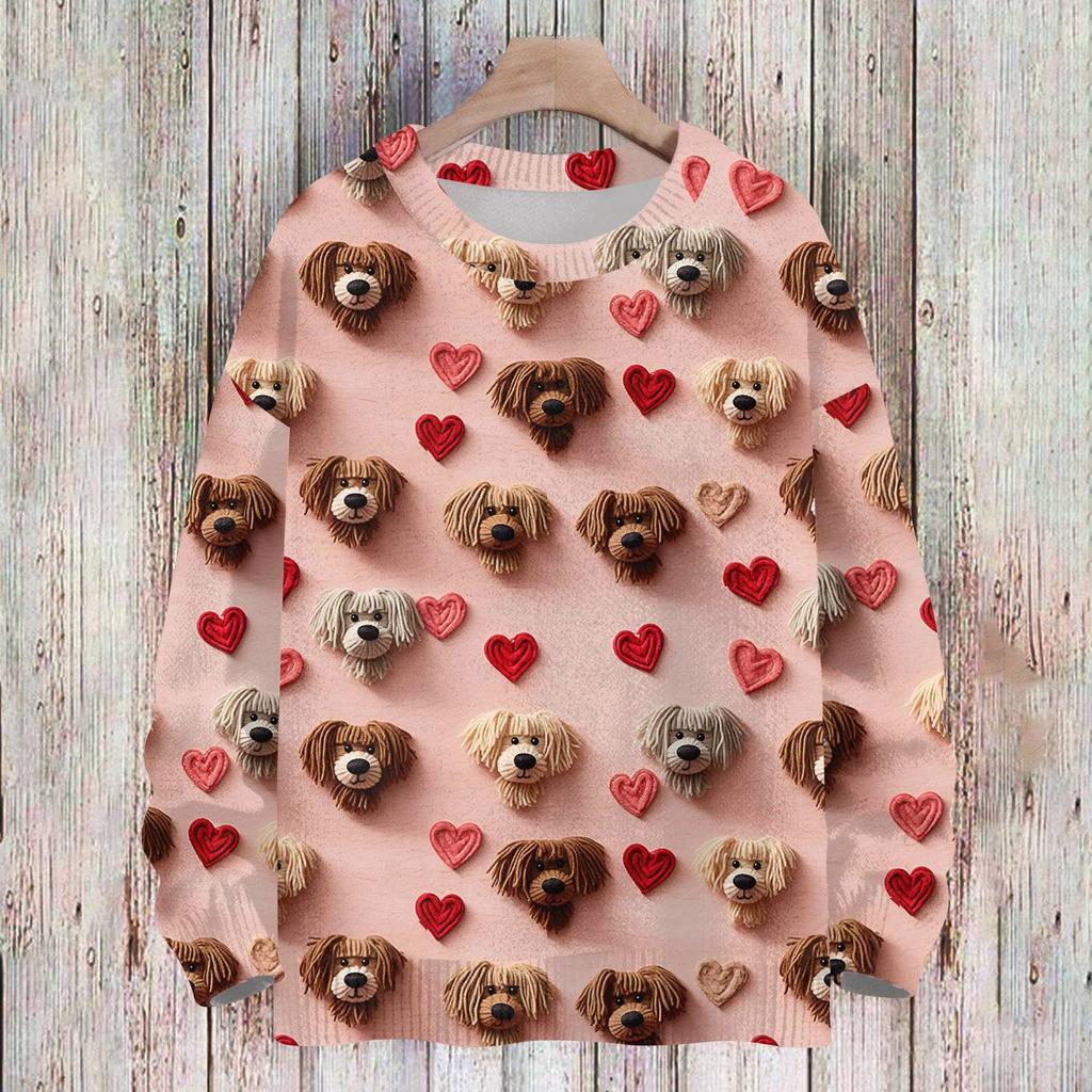 Свитшоты ко Дню святого Валентина для детей, вязаные свитера для мальчиков и девочек, симпатичные рубашки, осенние свитера с круглым вырезом, топы