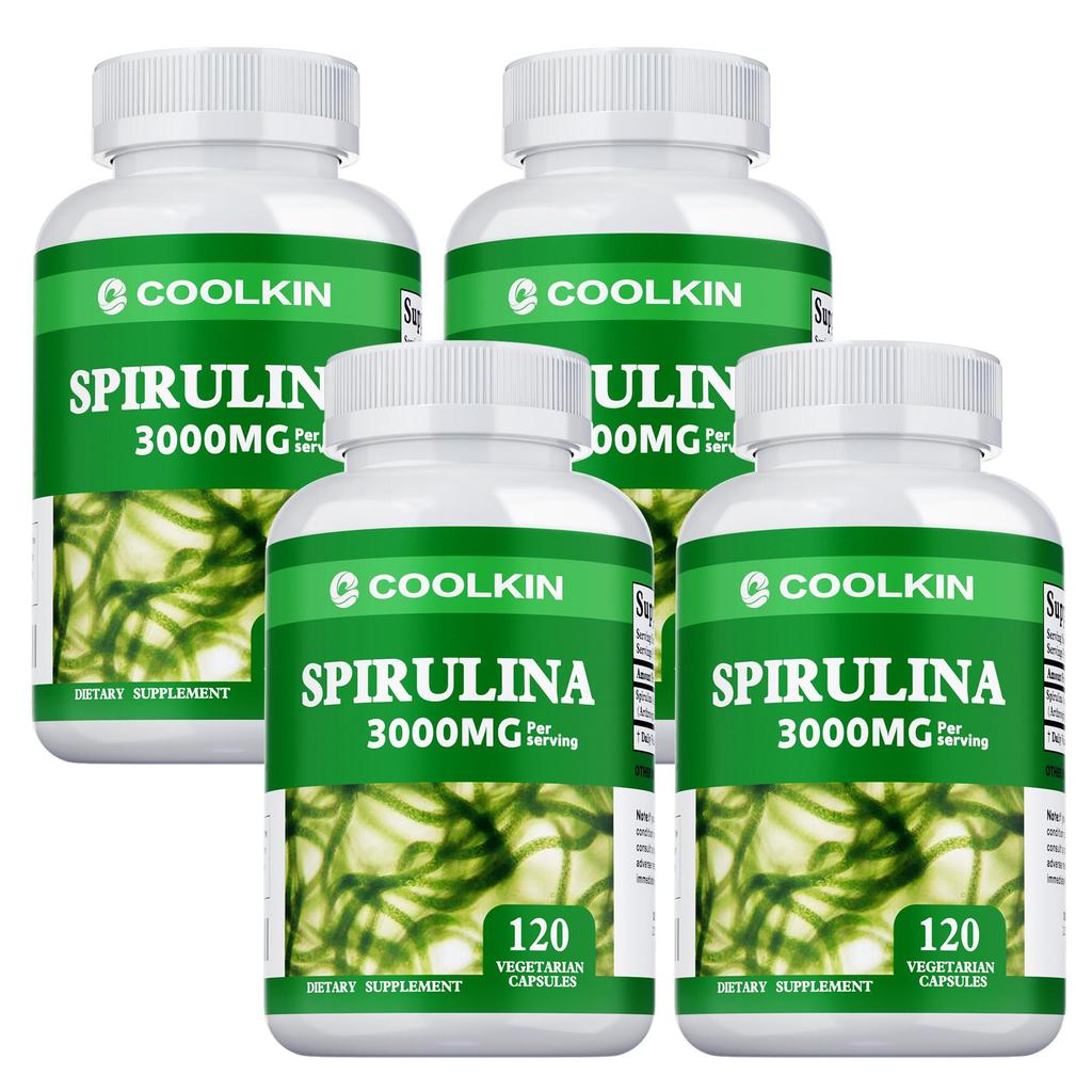 Spirulina Vegetarian Capsules, 3000mg per serving, high in spirulina, balanced nutrition, suitable for both men and women.