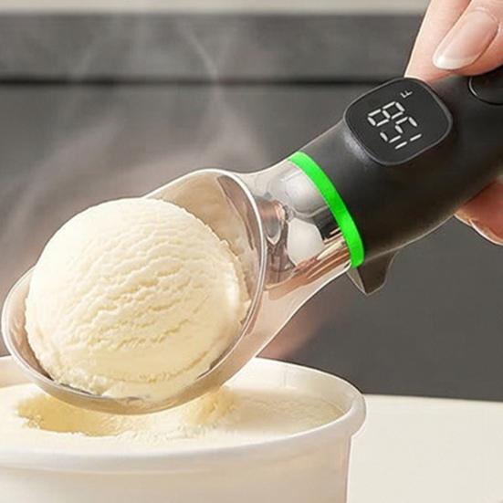 Heated Ice Cream Scoop, Rechargeable Ice Cream Scooper with LED Display, Electric Warming Spoon for Hard Ice Cream, Gelato, Frozing Yogurt & Sorbet