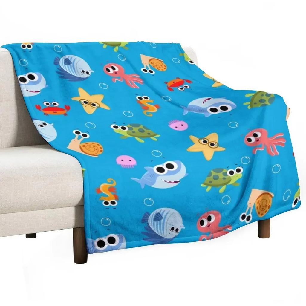 Finny The Shark Pattern 01 Throw Blanket For Baby For Sofa Thin Blankets