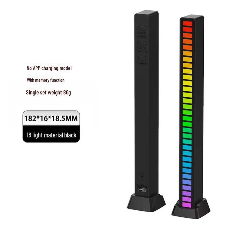 RGB светодиодная лента с Bluetooth и голосовым управлением - Световая панель с датчиком цвета, световой эффект под музыку и атмосферное освещение для рабочего стола или автомобиля.