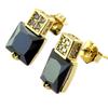 [P2405] - Gold Plated 'Sissi' Black Gold Earrings - 10x8 Mm