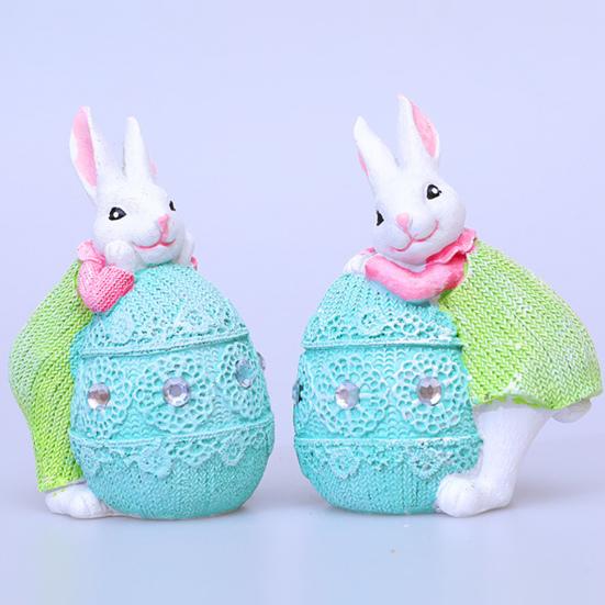 Украшения в виде пасхальных кроликов, милые расписанные вручную фигурки кроликов из смолы, переносные украшения для пасхальных яиц, Пасха