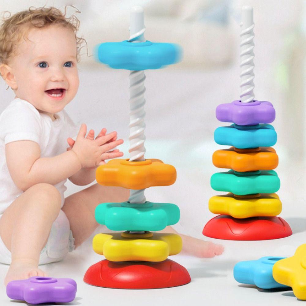 Радужная башня Вращающаяся радужная башня Игрушка Монтессори Составление радужной башни Дети