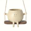 Mini Swing Face Planter Pot Hanging Head Planter Smile Face Hanging Hammock Planter for Indoor Outdoor Plant Succulent Pots