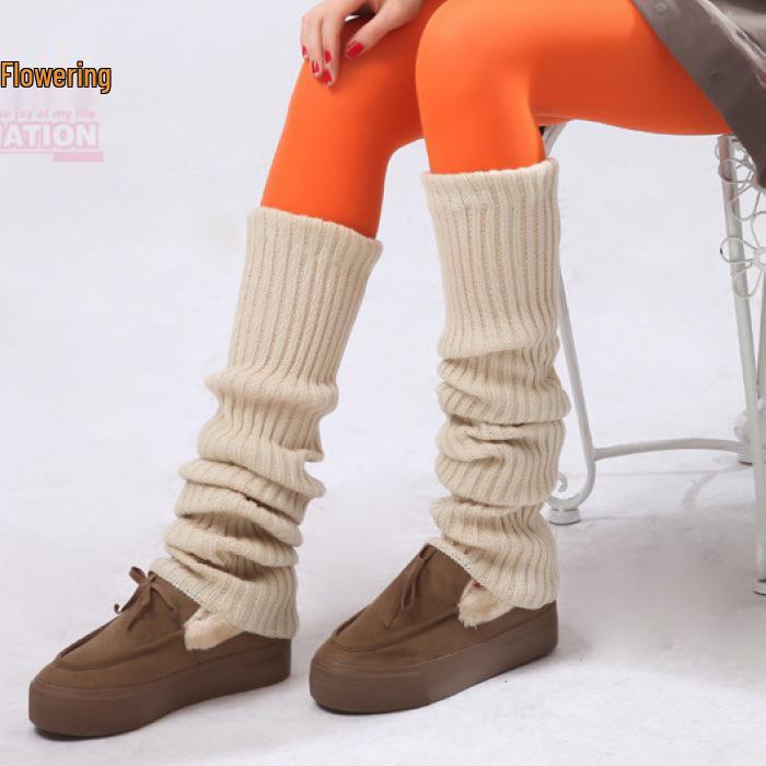 Очень длинные толстые вязаные красные шерстяные гетры 70 см для Нового года и Рождества