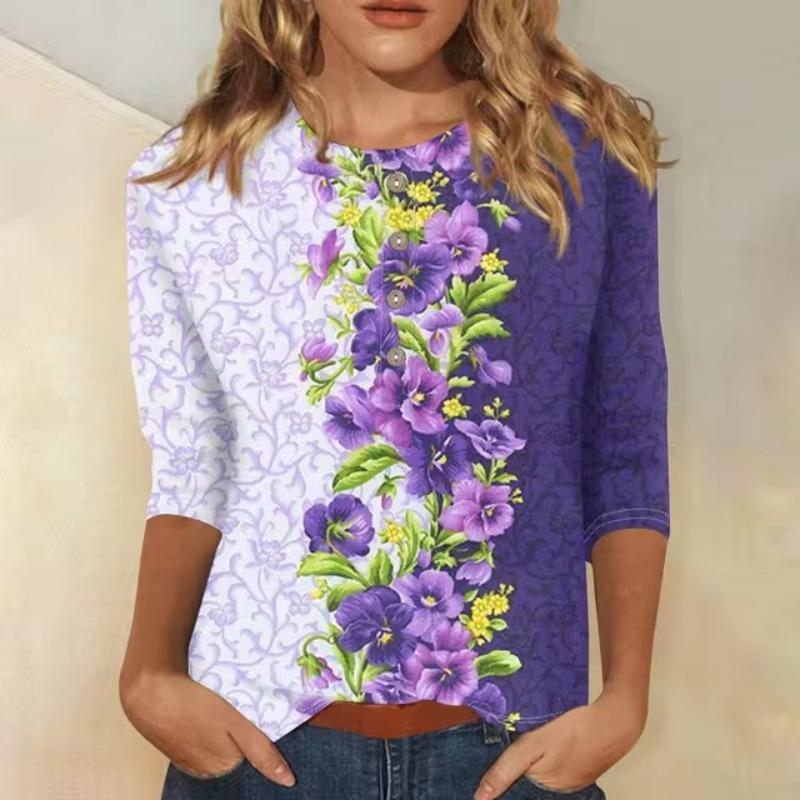 Women'S T-Shirts 3D Printing Fashion Casual Round Neck Clothing Long Sleeve Loose Printed T-Shirt Ladies Top