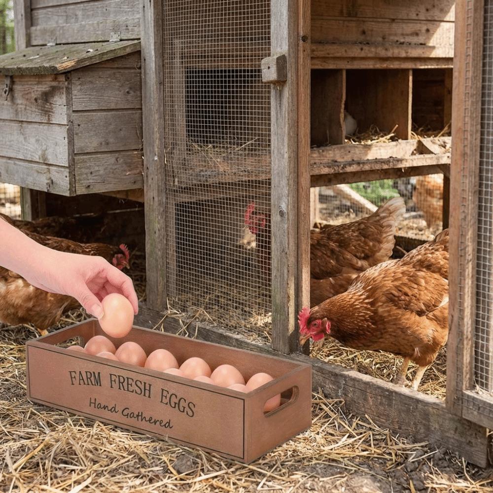 Rustic Egg Storage Box Large Capacity Egg Display Crates Wood Egg Case Pantry Storage