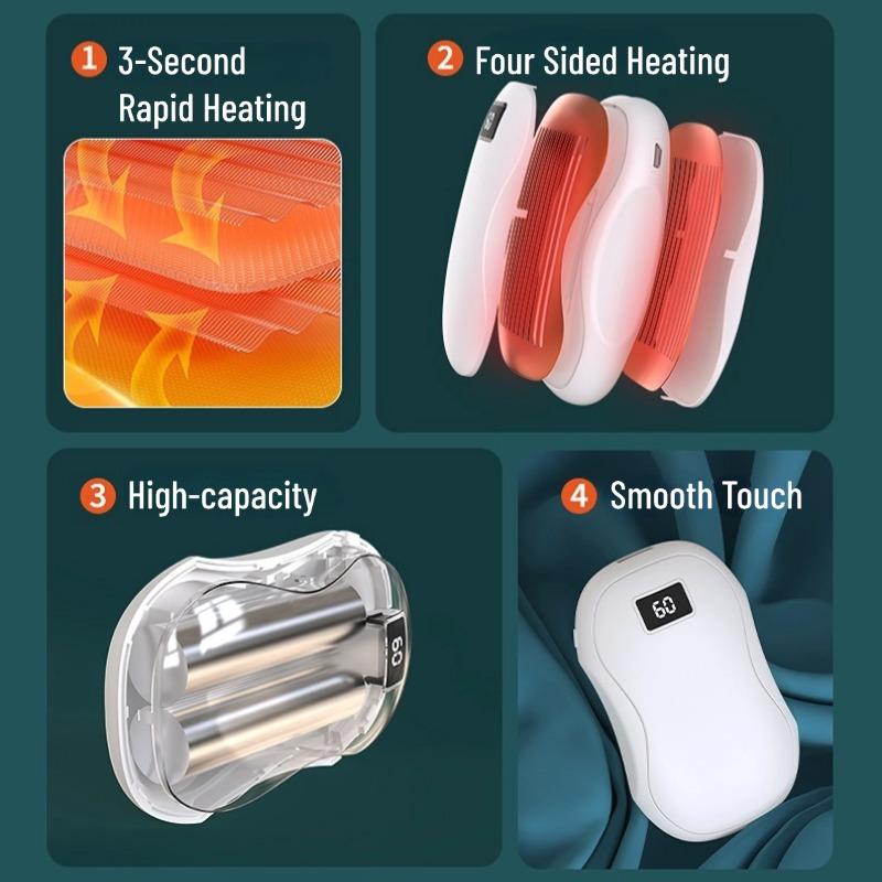 Зимняя грелка для рук 2 в 1 Портативная мини-грелка для рук с зарядкой через USB Двусторонняя грелка для рук Цифровой дисплей Быстрый нагрев грелка для рук