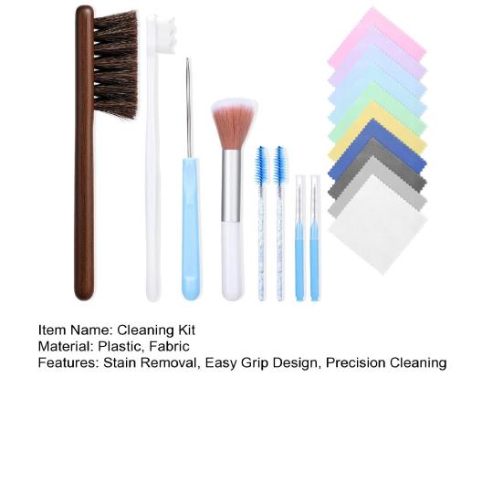 Набор для чистки ювелирных изделий 18 шт./набор Дизайн с удобным захватом Мягкие чистящие щетки Полировальная ткань Удаление пятен Набор для ухода за ювелирными изделиями