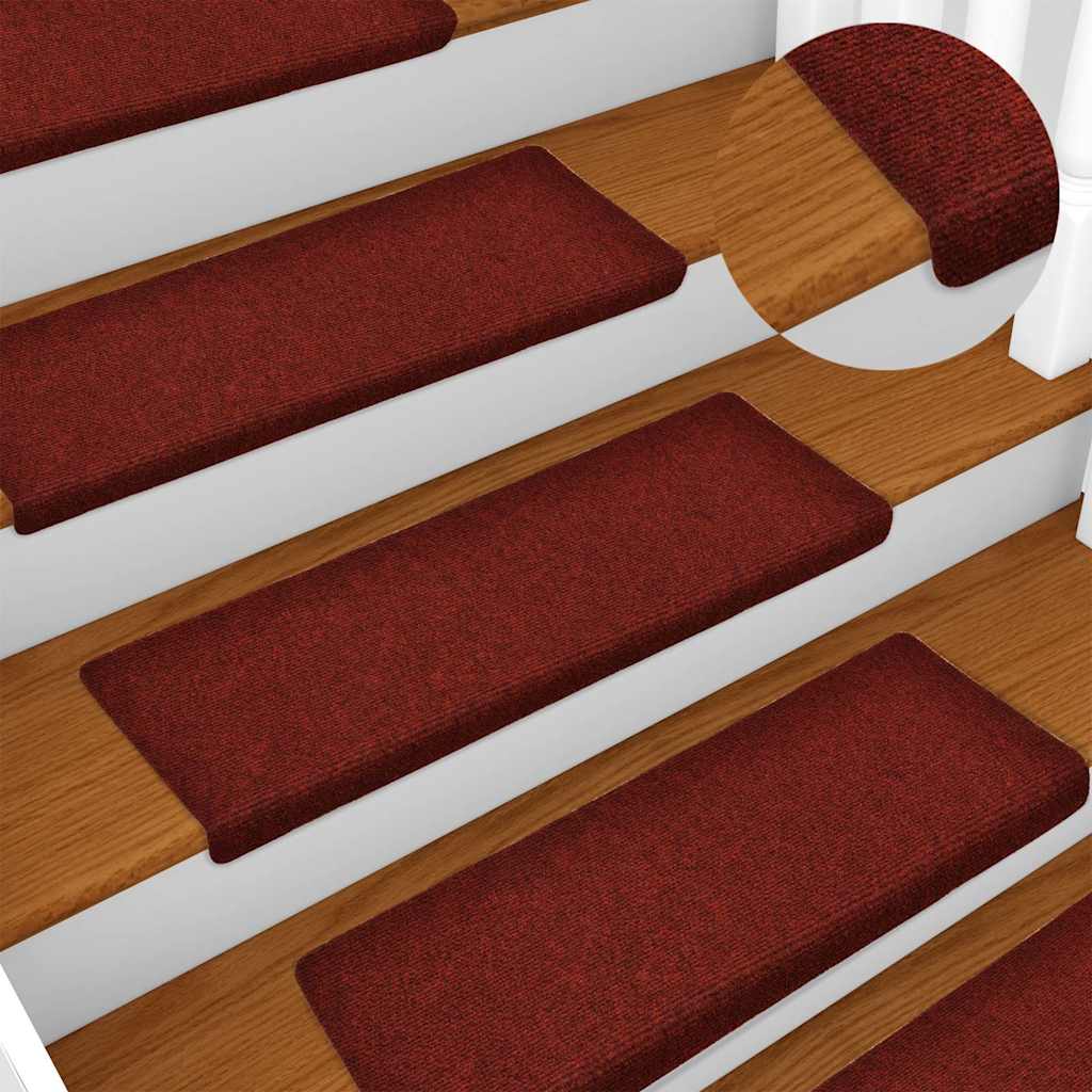 Vidaxl Maty Na Schody Samoprzylepne 15 Szt. 65X21X4 Cm Bordowe, Prostokątne, Czerwone