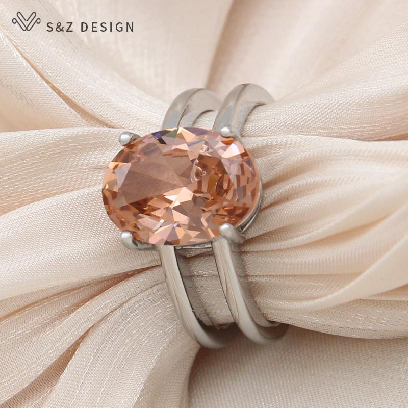 Модные кольца в форме яйца с овальным цирконием для женщин, свадебные элегантные ювелирные изделия цвета розового золота, регулируемый подарок