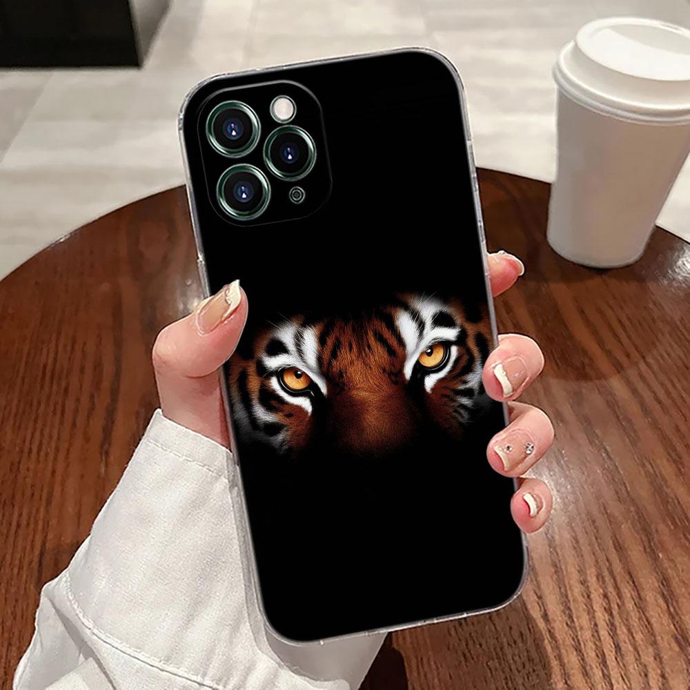 Прозрачный чехол с тиграми для Apple iPhone 17 16 15 14 13 12 11 Pro Max 16 Plus 16E 17Air 17Pro Чехол для телефона Силиконовый Funda