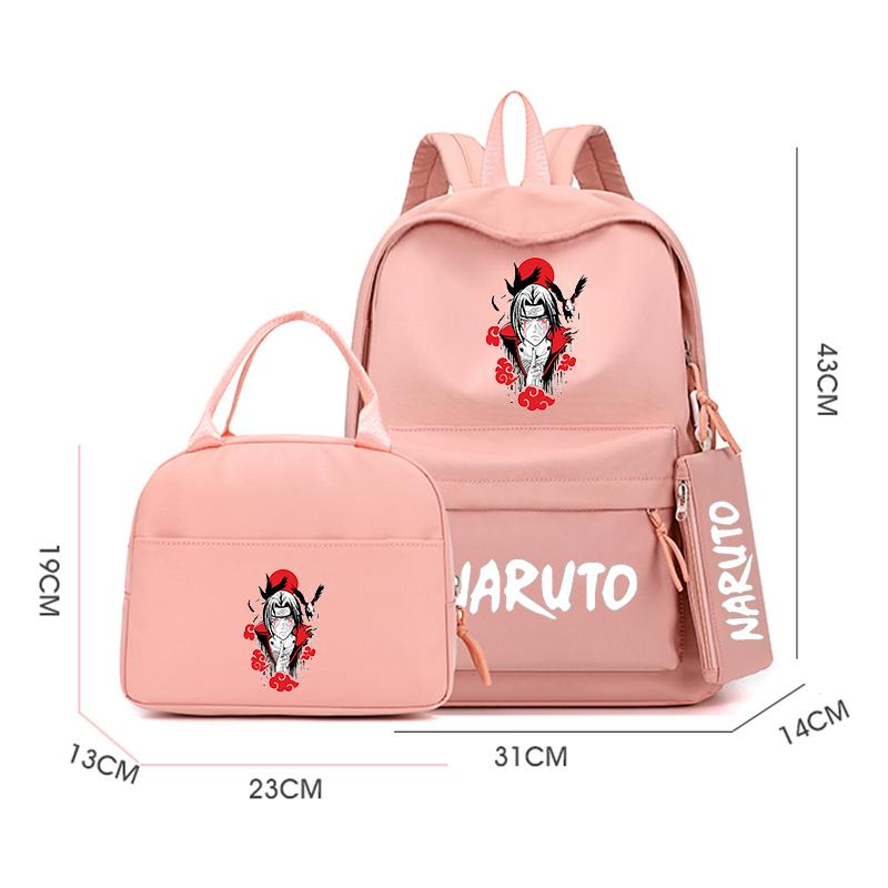 3 шт./компл. рюкзак аниме Наруто с сумкой для обеда для девочек и мальчиков, студенческий рюкзак для школьных книг, школьный портфель для мужчин и женщин, дорожная сумка для отдыха