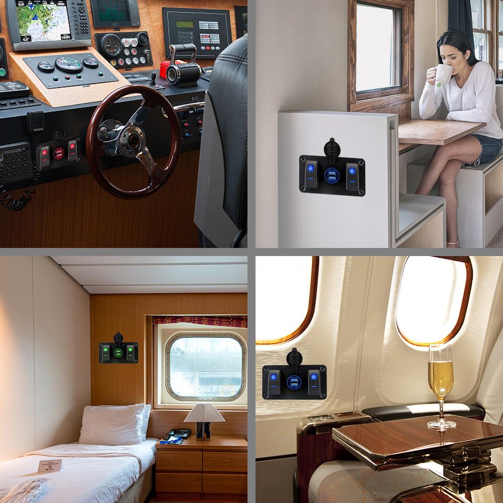 12-24 В двойной USB порт розетка переключатель цепи управления для автомобильной светодиодной панели переключателя