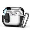 Transparent Magnetic Security Lock Switch Earphone Case With Keychain Hook For Apple Airpods Pro 2 2nd Air Pods 3 Shockproof Protection Charging Cover