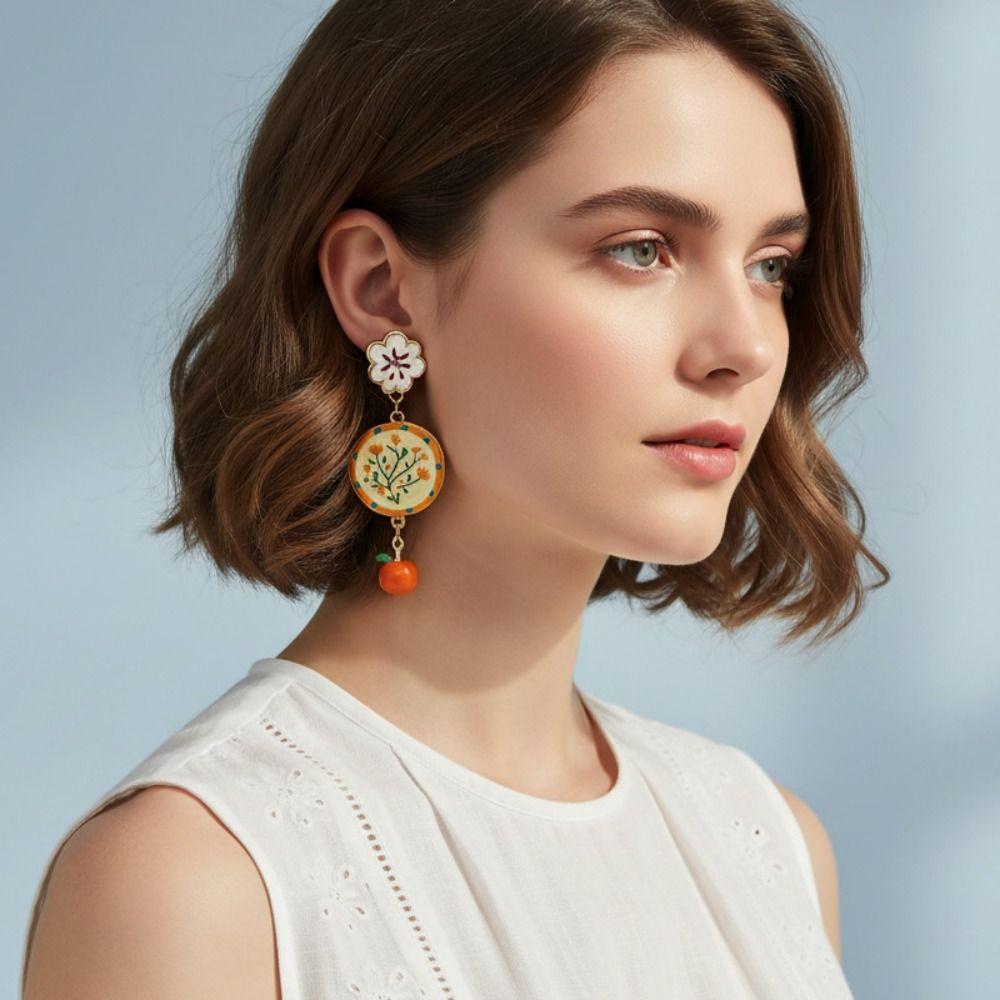 Creative Enamel Flower Dangle Earrings Charm Bohemian Dangle Earring Holiday