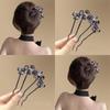 Elegant Rhinestone Butterfly Wavy Hairpin for Women - French Style Bun Accessory