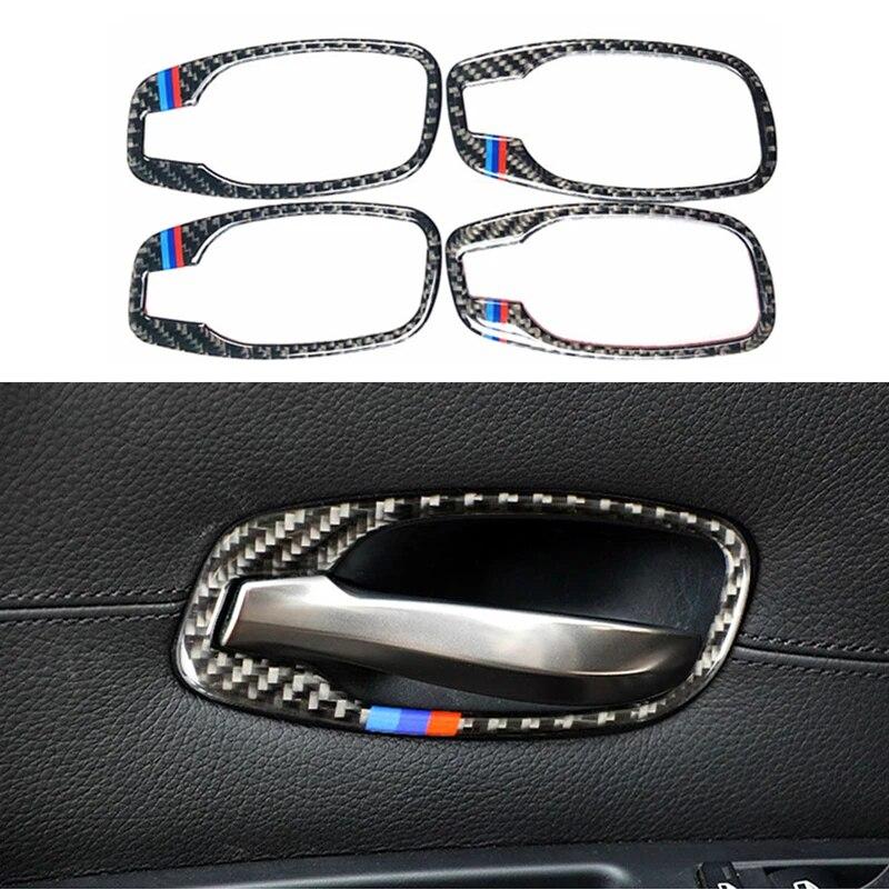 4 шт./компл., углеродное волокно, внутренняя дверная ручка, декоративные наклейки для BMW E60 5 серии 2005-2010, аксессуары для тюнинга автомобиля