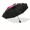 Hello Kitty,Melody Automatic Folding Umbrella-Simple 8-Rib Design, Bright Cartoon Pattern, Durable Iron Frame, Suitable For Travel, Outdoor,