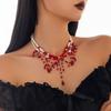 Ожерелье из искусственного камня Dark Wind Tassel с имитацией капли крови, многослойная цепочка на ключицу, персонализированная, с жемчугом и бусинами, стильное женское ожерелье