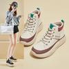 Women's Casual Chunky Platform Ankle Boots Anti-Slip Lace-Up Sport Short Booties PU Leather Walking Shoes Comfortable High-Top Sneakers for Women