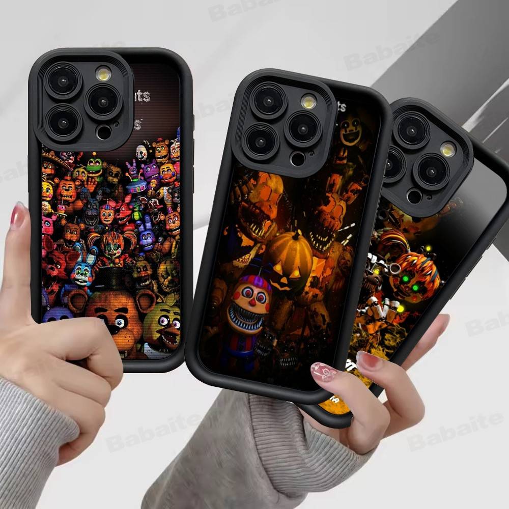 F-FNAF Пять ночей с Фредди Силиконовый Мягкий Чехол Для Телефона Для iPhone 17 16 15 14 Plus 13 12 Mini 11 Черный Чехол