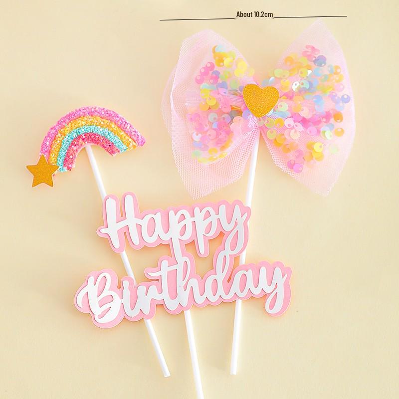 Pink Themed Cake Decor: Heart & Cloud Balloons with Insert Cards for Birthday Parties