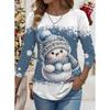 Women's Sweatshirt 3D Print Christmas Theme Kawaii Graphics Long Sleeve T-shirt Casual Loose Fit Crew Neck Tees Long Sleeve Tops