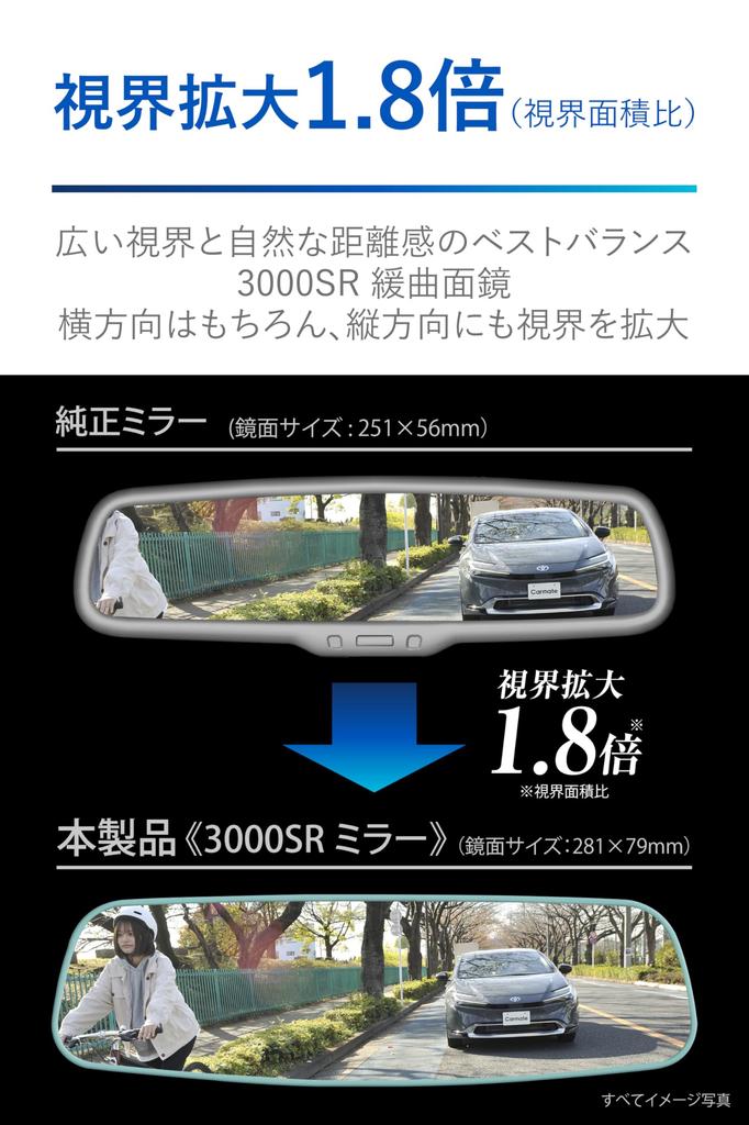 Carmate Автомобильное зеркало заднего вида, совместимое с Toyota Late 30 и 40 серий, широкое зеркало заднего вида PL203 (Кармат) Зеркало с антибликовым покрытием, Alphard, Серия, Vellfire,