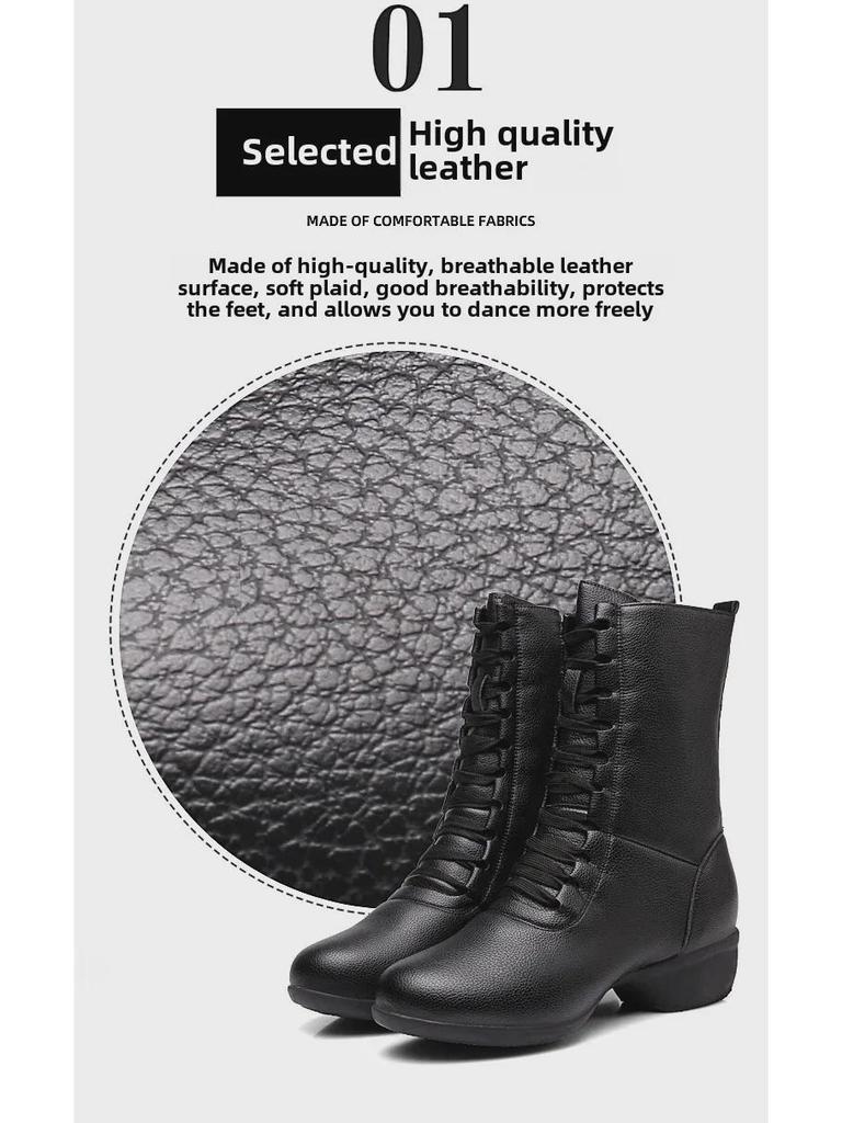 Ботинки для танцев Square Dance Boots с мягкой подошвой и молнией - средний каблук с воздушной подушкой, стиль «матрос», одежда на все времена года