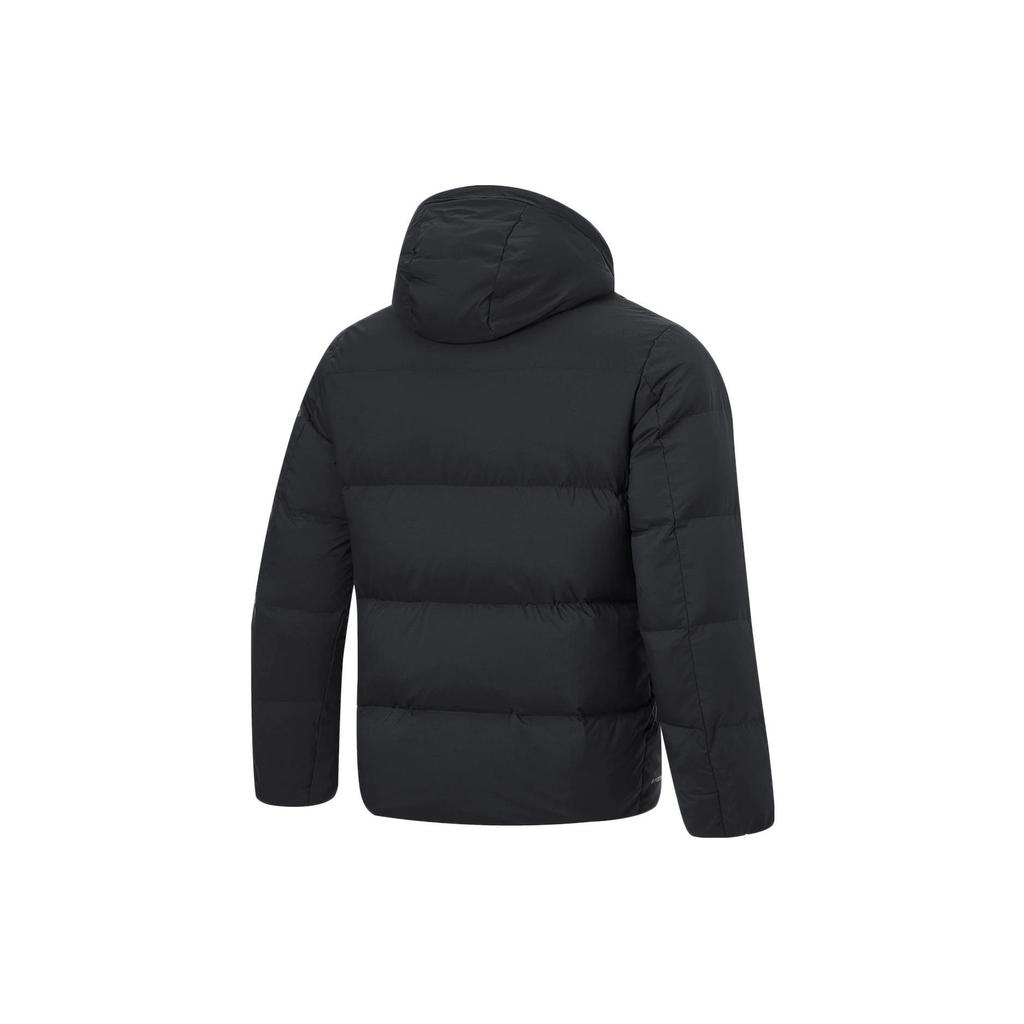 Li Ning Hot Pot Down Jacket Solid Color Zip Hooded Long Sleeve Men Outerwear Black AYMT315-5