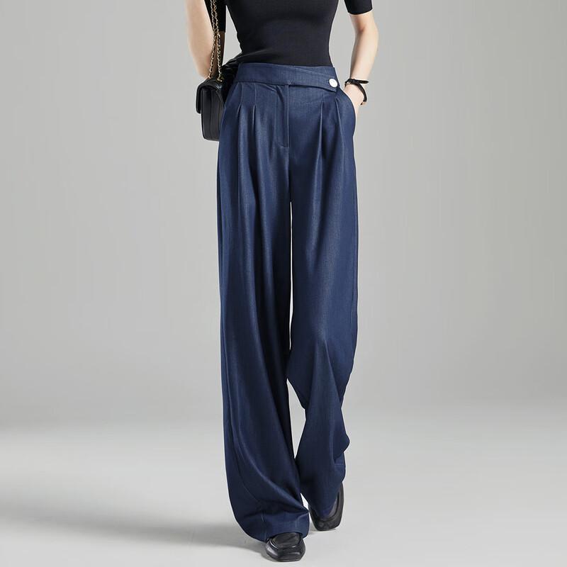Demana Tencel-Look Denim Pleated Straight Leg Trousers