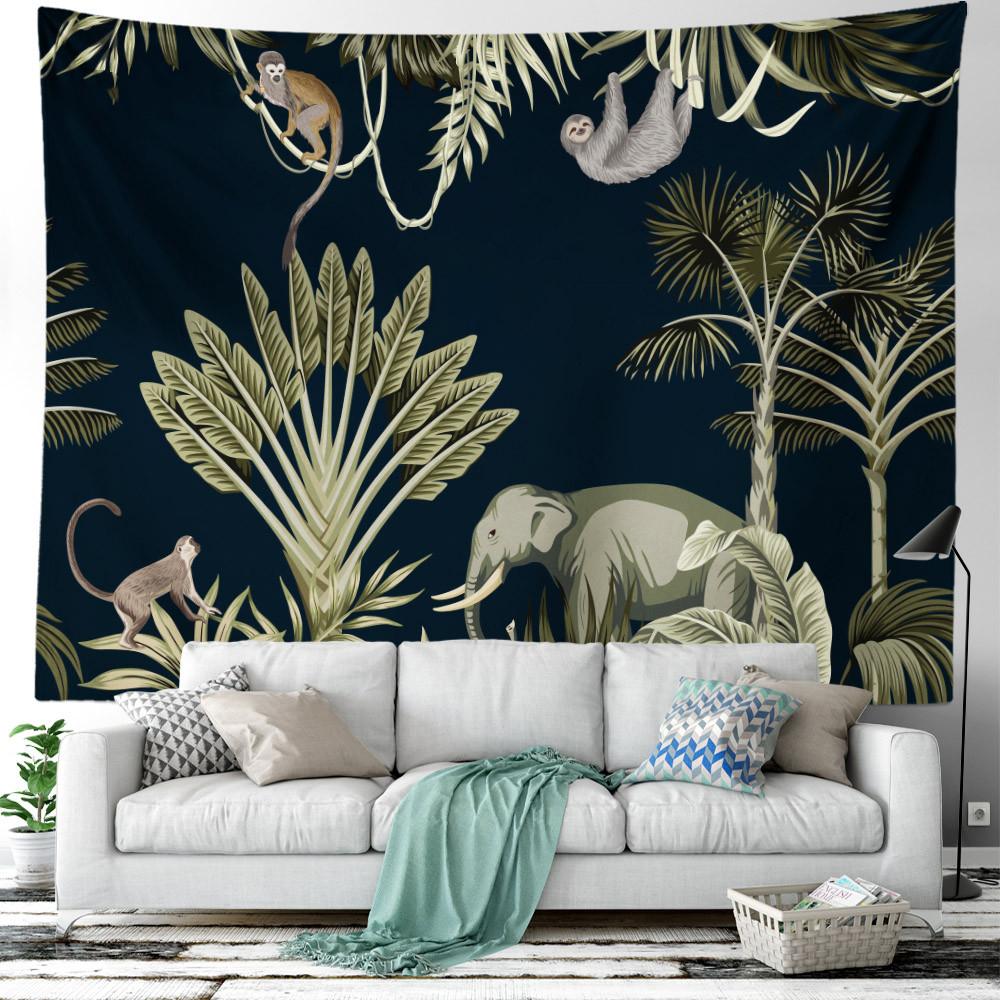 Green Plant Flower Tapestry Tropical Plant Series Hanging Landscape Flower Indoor Tapestry Room Decoration Aesthetics Bedroom