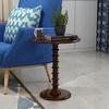 Round Wooden Spindle Side Table for Living Room with Pedestal End Table