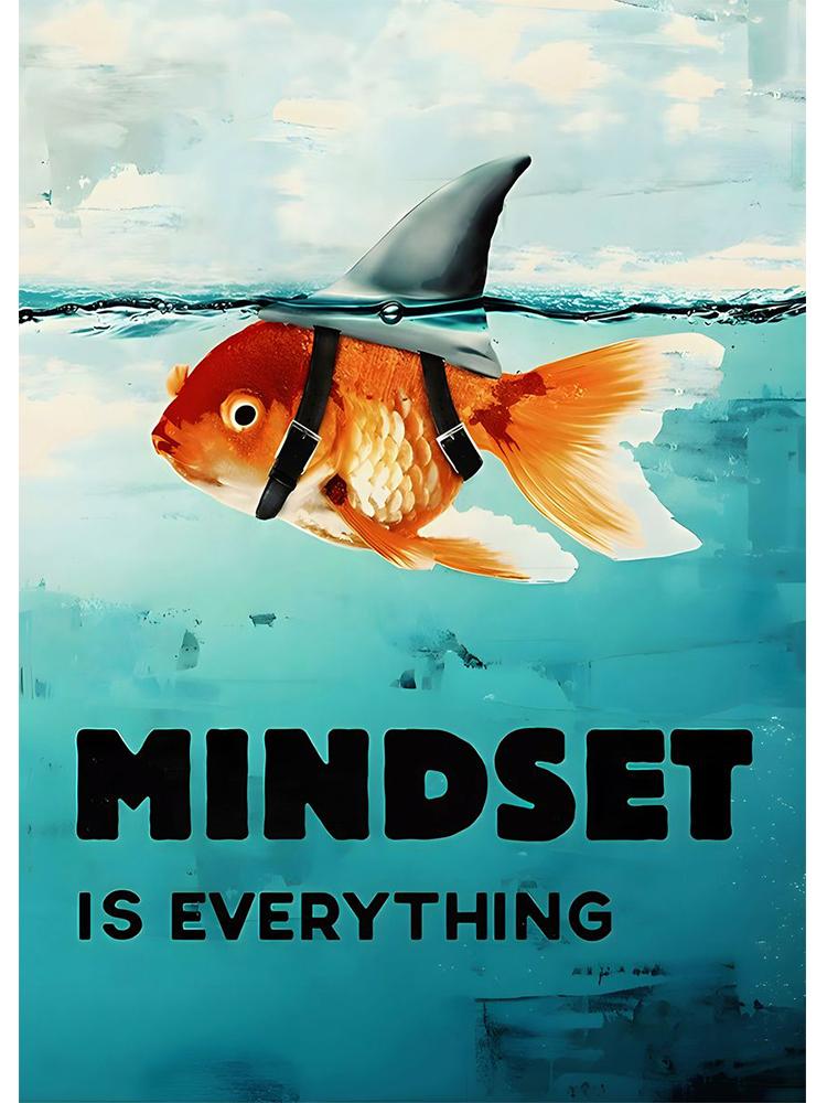Motivational Quote Mindset Is Everything Shark Fish Poster Print Canvas Painting Inspirational Nordic Wall Art Room Home Decor