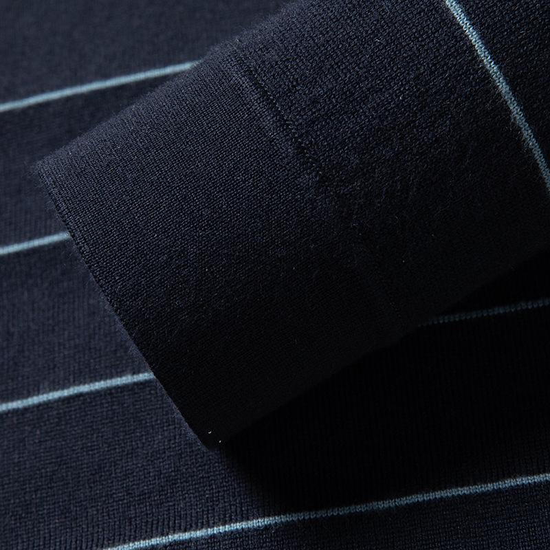 Men's Anti-Pilling Wool Lapel Sweater - Autumn/Winter Business Casual Knit Polo Shirt with Fashion Stripes
