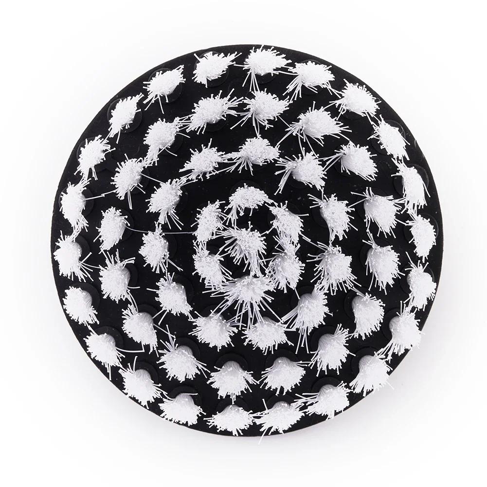 4-Inch Drill Mounted Brush Soft Accessory for Carpet Leather Upholstery Tire Cleaning Compatible with Electric Drills