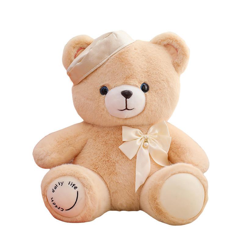 Plush Teddy Bear Toy With Beret And Bow For Kids Birthday Gift